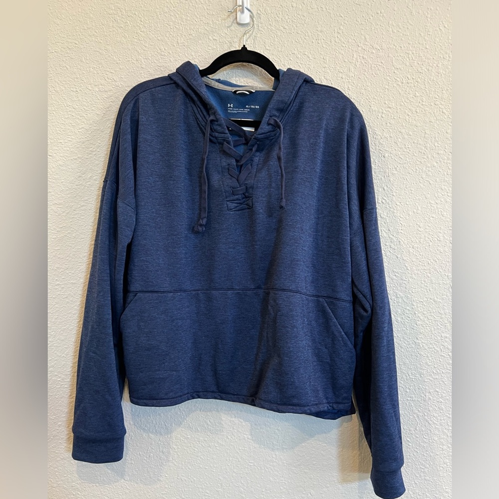 Under Armour hooded sweatshirt blue lace up size XL a1029